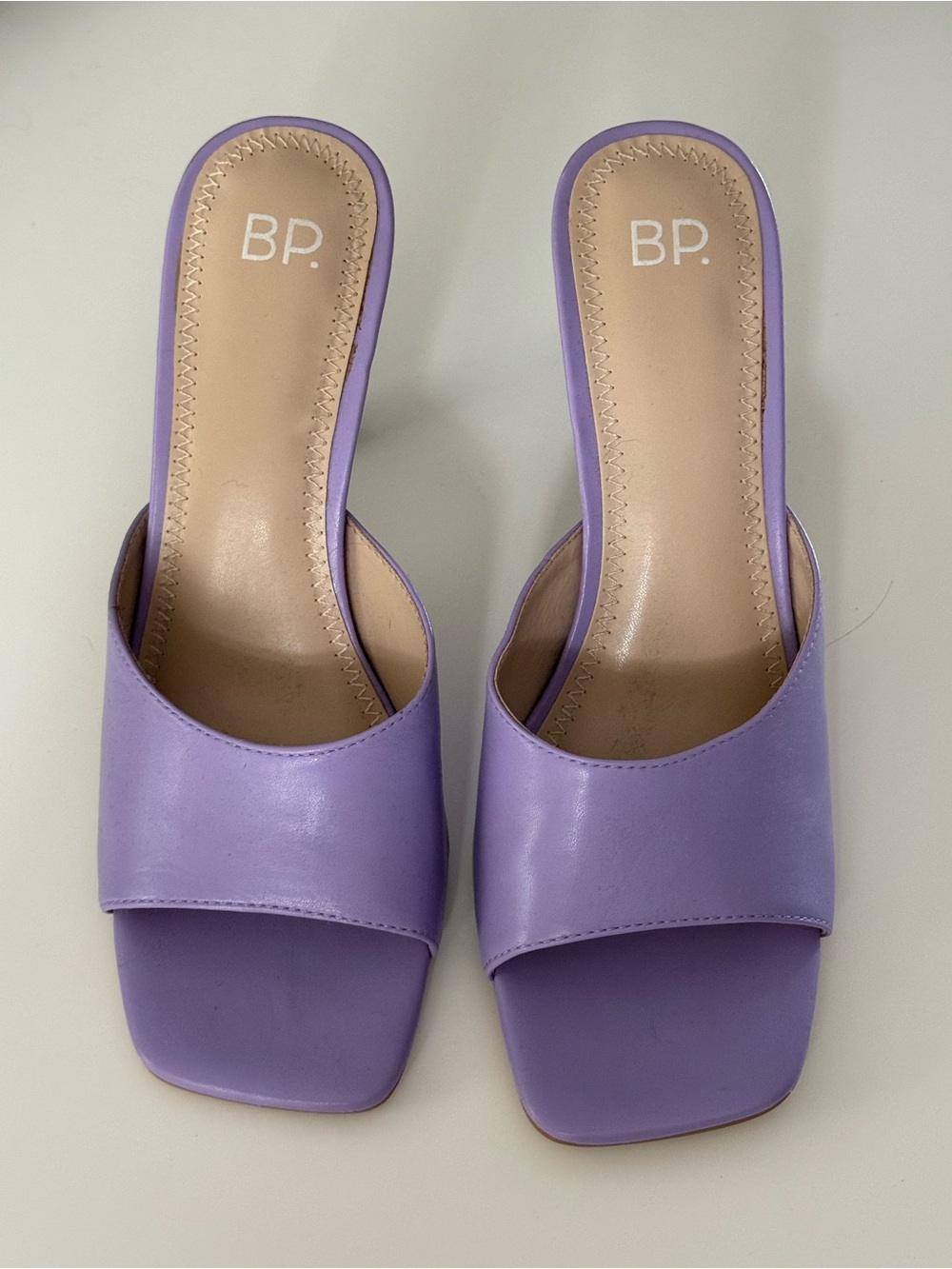 bp Lavender Open-Toe Slide Heels